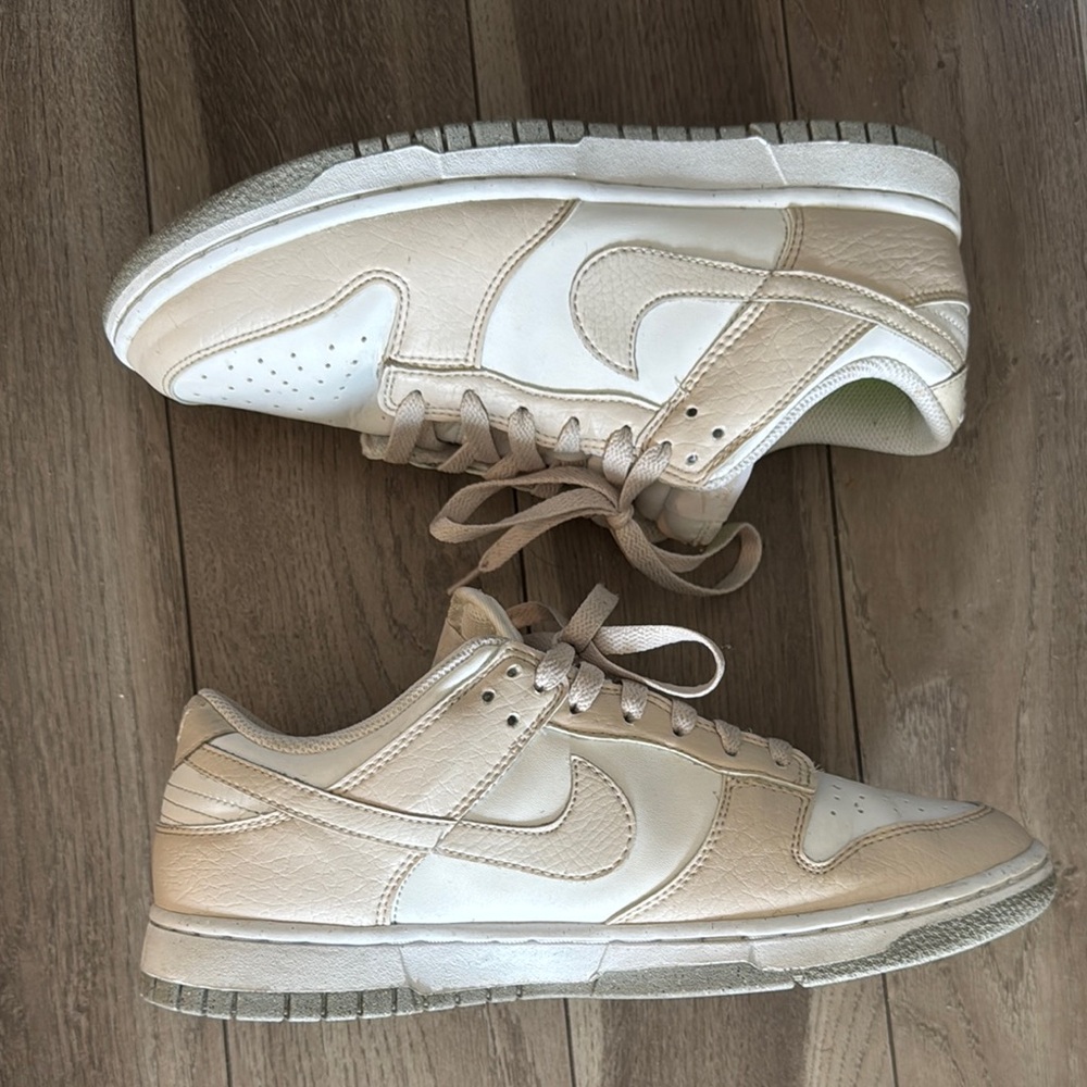 Nike Tan and White Dunks Size 9 women’s